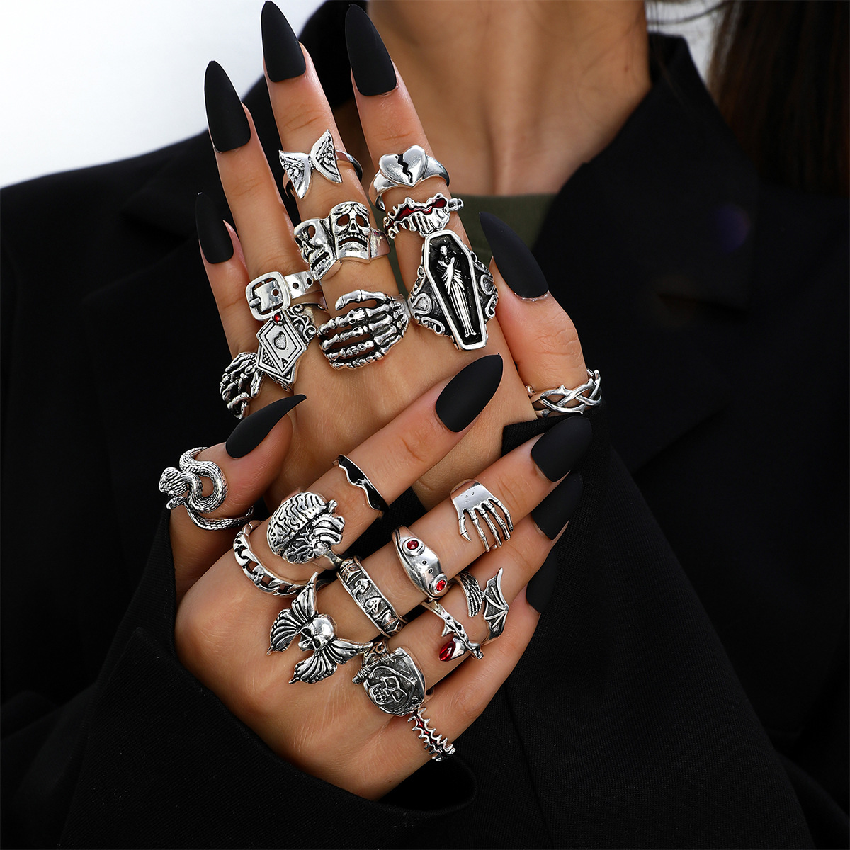 Vintage Punk Knuckle Rings Set - مجموعة من 23 قطعة من خواتم