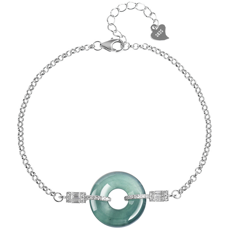 Bracelets - الأزرق ميانمار الجاديت خاتم سوار 925