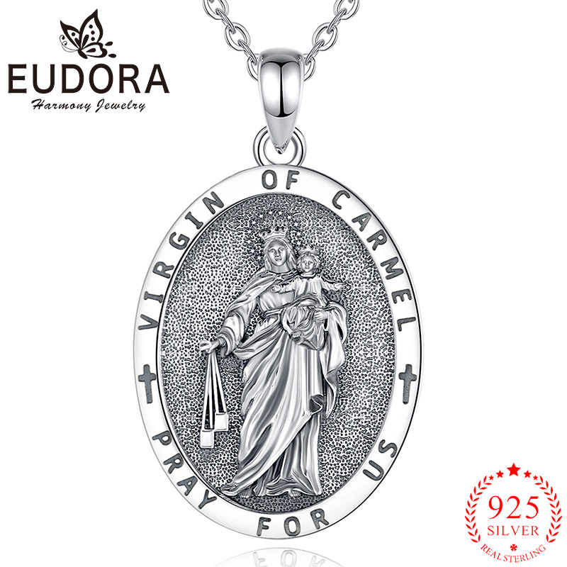 925 Sterling Silver Chain Necklace Men - يودورا 925 فضة عذراء الكرمل قلادة
