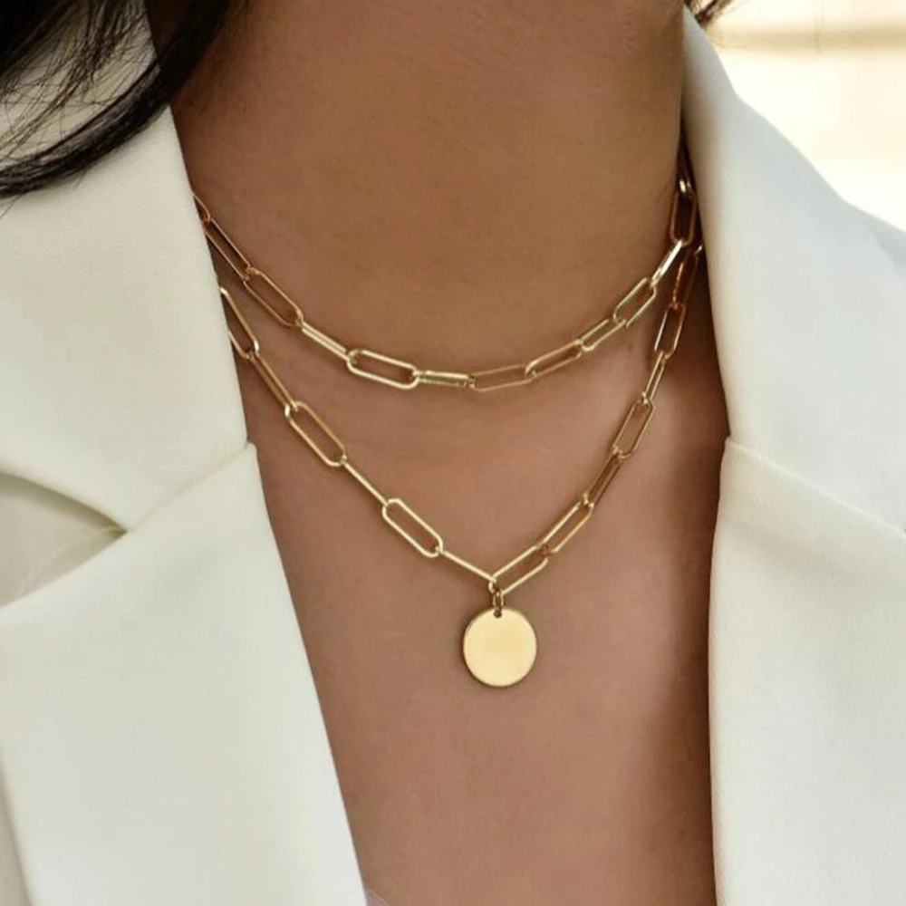 Layered Pendant Necklace Aesthetic - SUMENG 2024 موضة جديدة خمر حلية