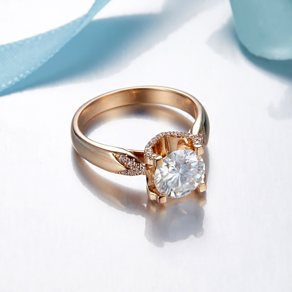 مخصص الصلبة 18K Au750 خاتم الذ - مراجعة Moissanite Engagement Ring 1 Carat وسعره
