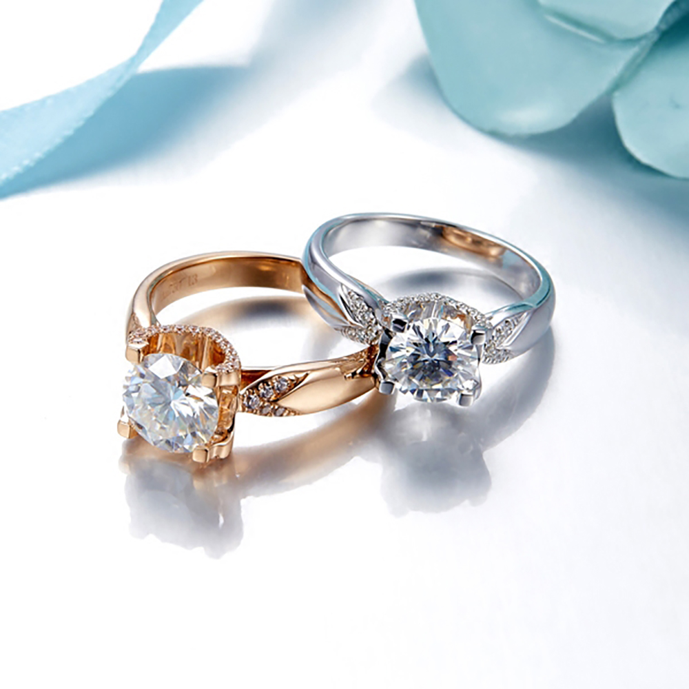 مخصص الصلبة 18K Au750 خاتم الذ - مراجعة Moissanite Engagement Ring 1 Carat وسعره