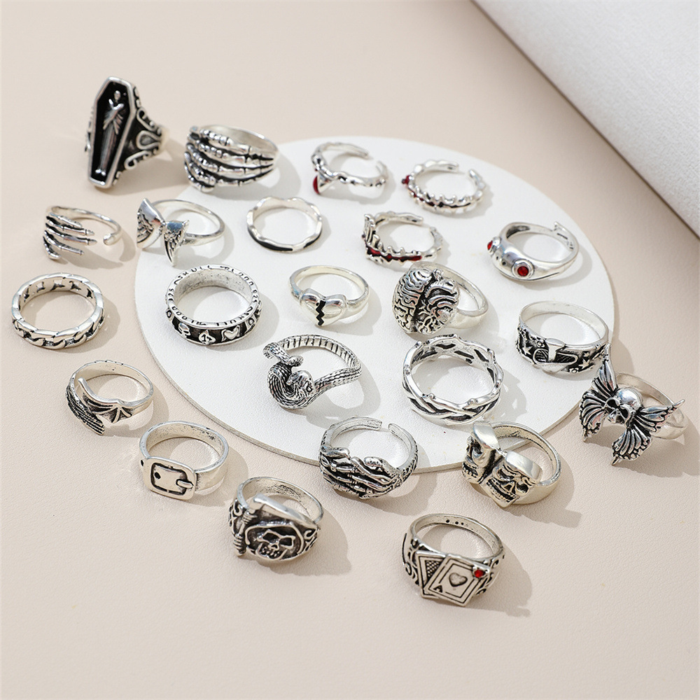مجموعة من 23 قطعة من خواتم الأ - مراجعة Vintage Punk Knuckle Rings Set وسعره