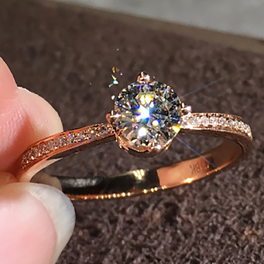 مخصص الصلبة 10K Au417 ارتفع ال - مراجعة Moissanite Engagement Ring 1 Carat وسعره
