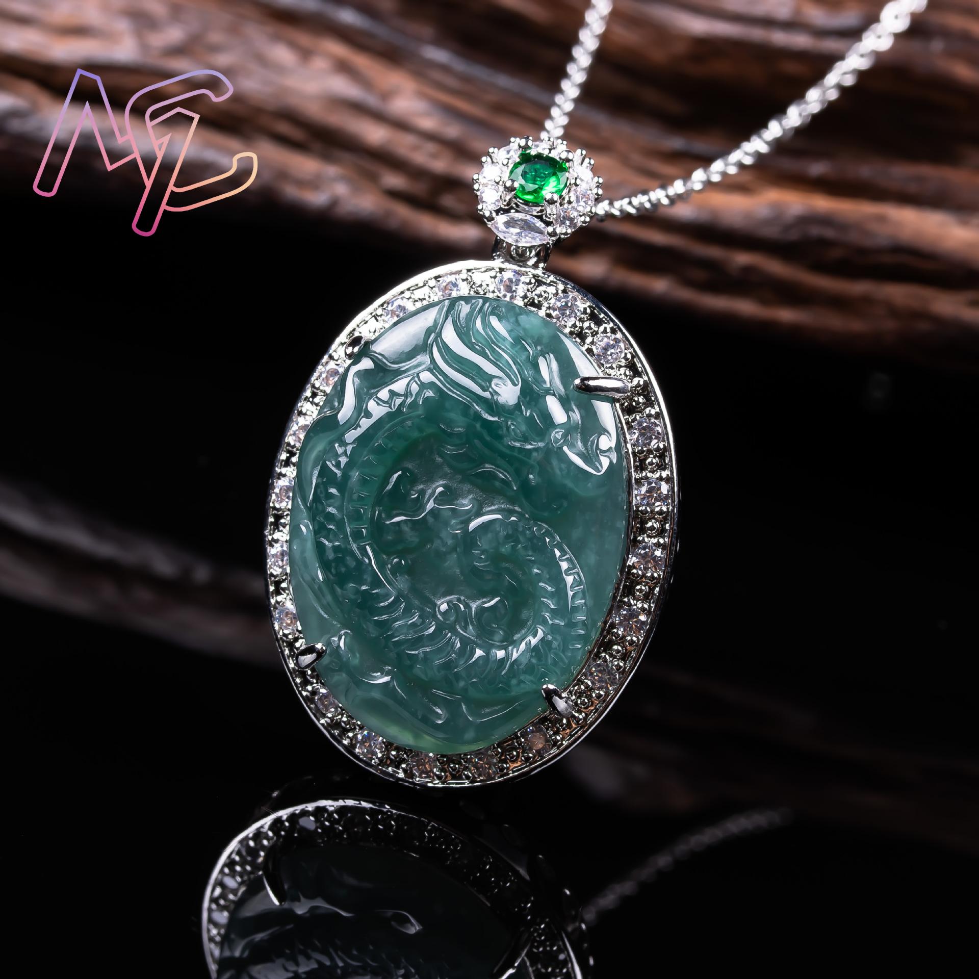 ميانمار الجاديت قلادة على شكل  - مراجعة 925 Sterling Silver Chain Necklace Men وسعره